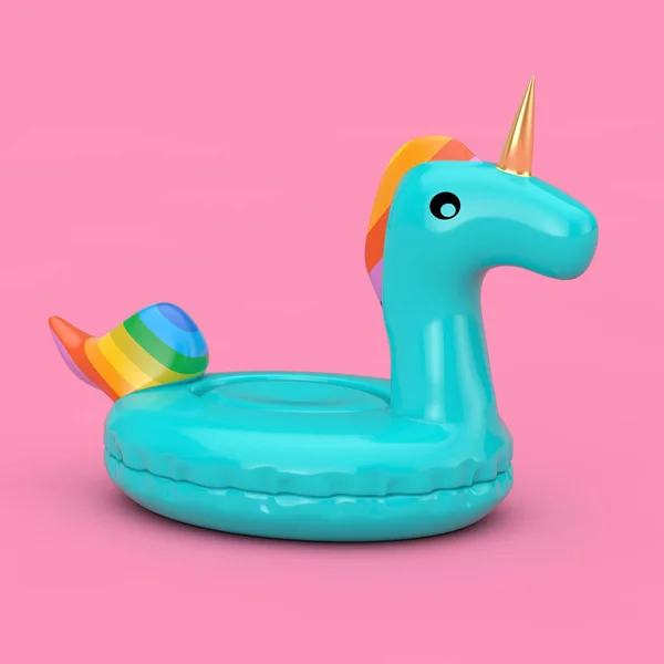 Funny Inflatable Blue Unicorn Ring for Summer Pool in Duotone St