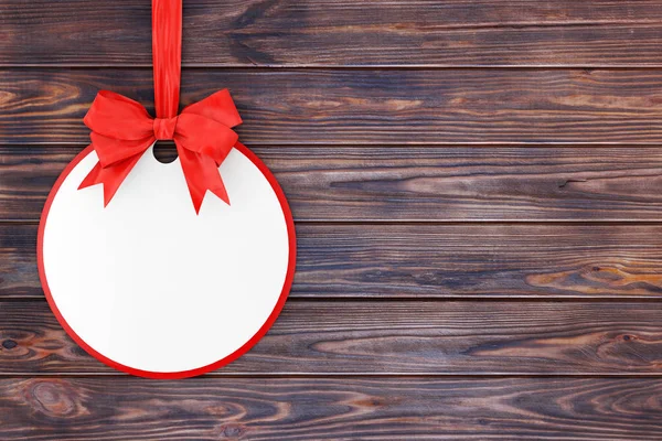 Blank Circle Sale Tag with Red Ribbon and Bow. 3d Rendering — Stockfoto