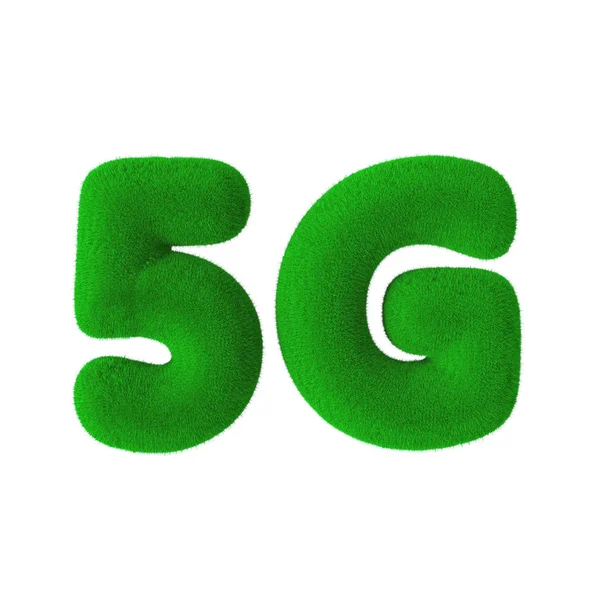 Green Grass 5G Network Sign. Renderizado 3d —  Fotos de Stock