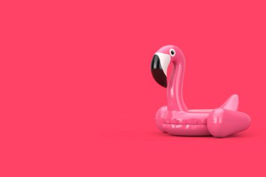 Yaz Yüzme Havuzu Inflantable Kauçuk Pembe Flamingo Oyuncak. 3d Re