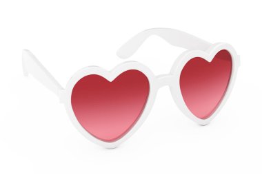 Pembe Gözlüklü Beyaz Plaj Güneş Gözlüğü. 3d Dağıt