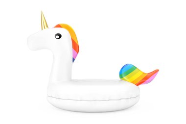 Yaz Havuzu için komik şişirilebilir tek boynuzlu at yüzüğü. 3d Hazırlama