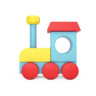 Renkli Çocuklar Oyuncak Lokomotif Treni. 3d Hazırlama