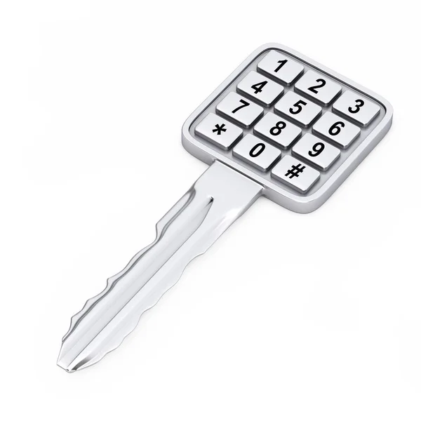 Security Concept. Key with Numbers Pad. 3d Rendering — Stock Photo, Image