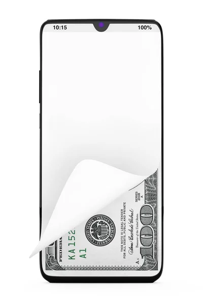Dólares cobra dinheiro sob a exposição de vidro frontal de P móvel moderno — Fotografia de Stock