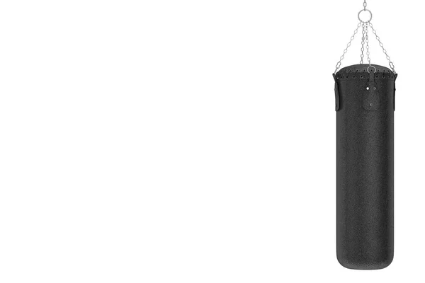 Schwarzer Boxsack aus Leder für das Boxtraining. 3D-Darstellung — Stockfoto