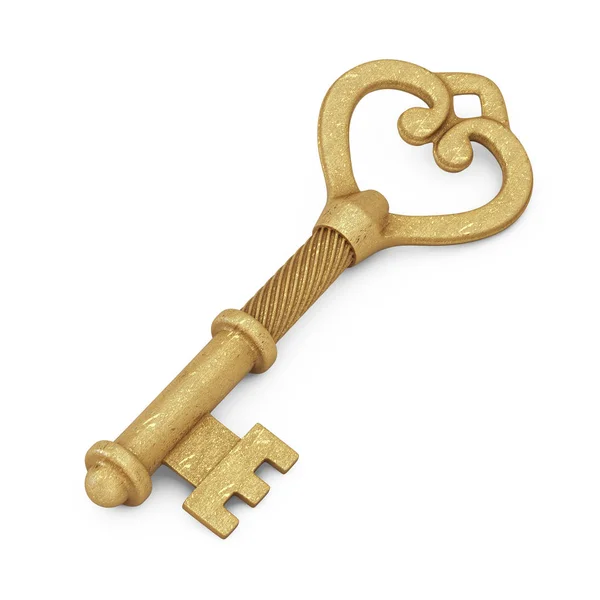 Antik Retro Old Golden Key. 3D-konvertering — Stockfoto