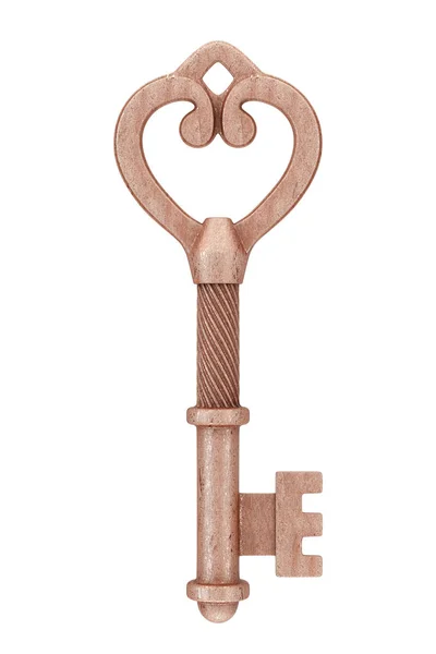Starožitný Retro Old Bronze Key. 3D vykreslování — Stock fotografie