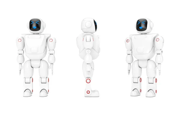 White Futuristic Cartoon Toy Robot. 3D vykreslování — Stock fotografie
