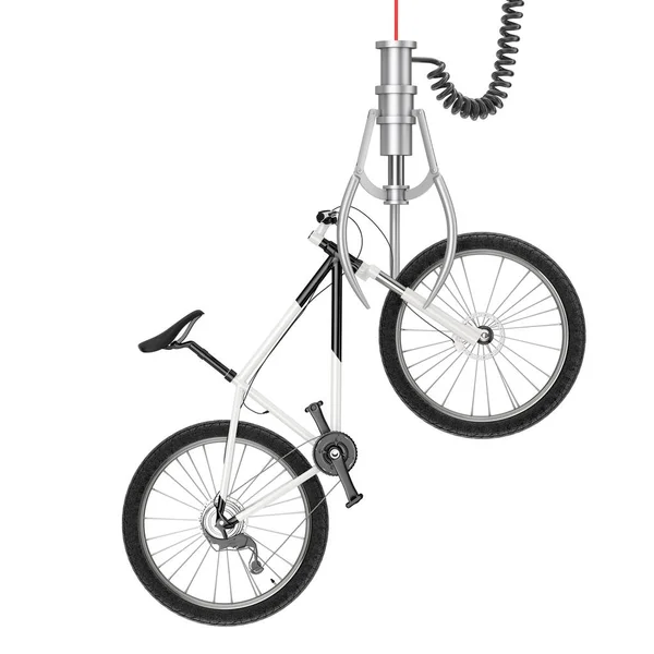 Concepto de ganador. Bicicleta de montaña en blanco y negro en Chrome Robótica —  Fotos de Stock