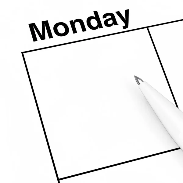Pen over Monday Calendar Scheduler Cell with Empty Space for You — Stock Photo, Image