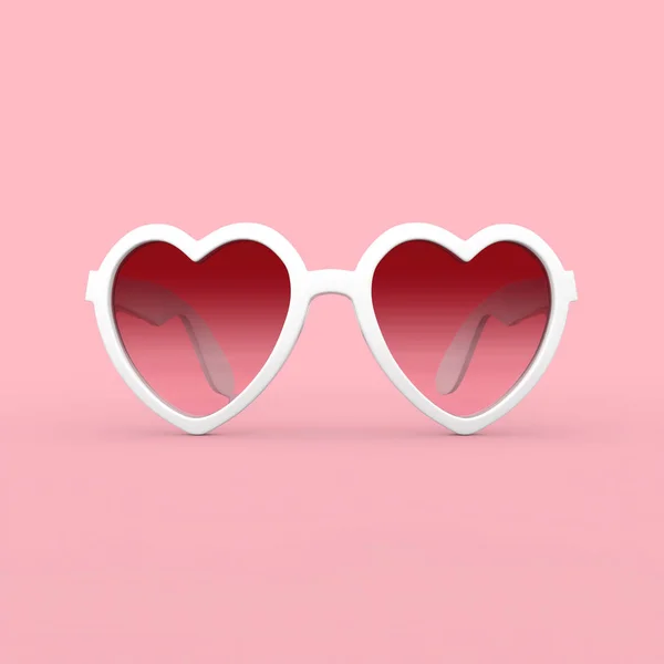 White Beach Sunglasses in Heart Shape with Pink Glasses. 3d Rend — Stock Photo, Image