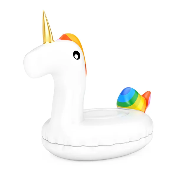 Funny Inflatable Unicorn Ring for Summer Pool. 3d Rendering — Stock Photo, Image