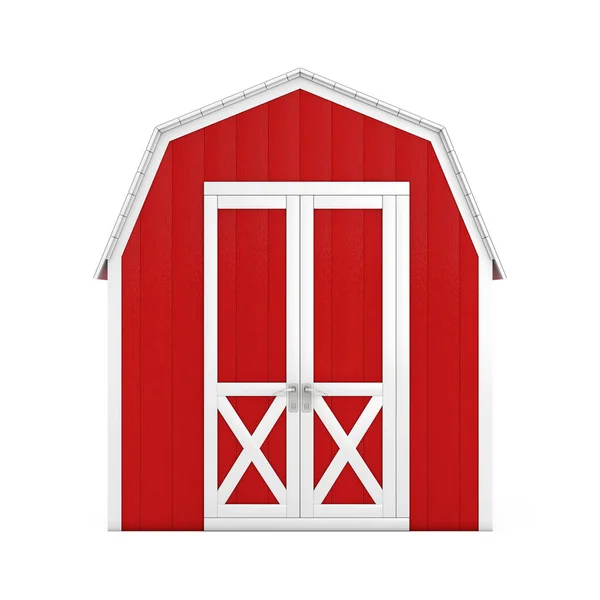 Red Wood Small House Cabin Storage Shed for Garden Tools. 3d Ren — Stockfoto