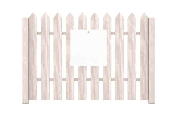 Blank White Paper for Your Design Hanging on a Wooden Fence. 3d — Stock Photo, Image