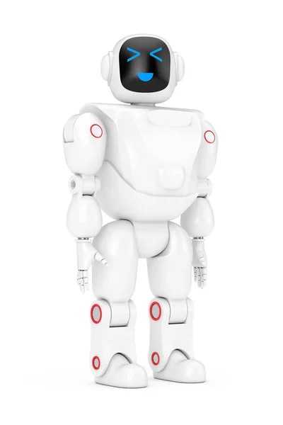 White Futuristic Cartoon Toy Robot (em inglês). Renderização 3d — Fotografia de Stock