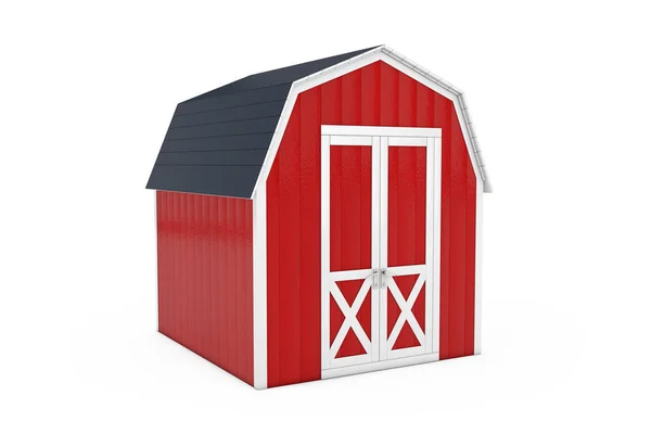 Red Wood Small House Cabin Storage Shed for Garden Tools. 3d Ren — Stockfoto