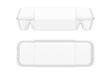 Beyaz karton kutu, beyaz arka planda 