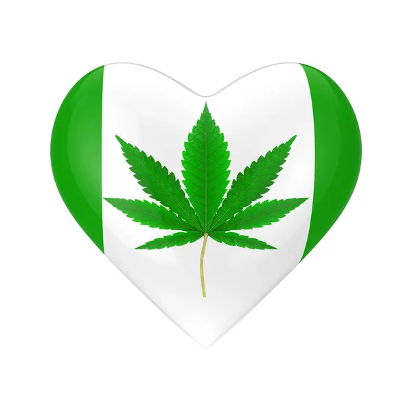 Medicinale Marihuana Cannabis Hennepblad Als Heart Icon Een Witte Achtergrond — Stockfoto