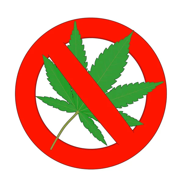 Медична Маріхуана Або Cannabis Hemp Leaf Drugs Prohibit Sign White — стокове фото