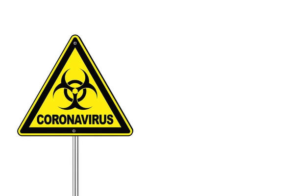 2019 Ncov Coronavirus Danger Area Yellow Biohazard Road Sign Auf — Stockfoto