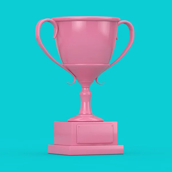 Pink Award Sport Trophy Duotone Style Blue Background Rendering — Stock Photo, Image