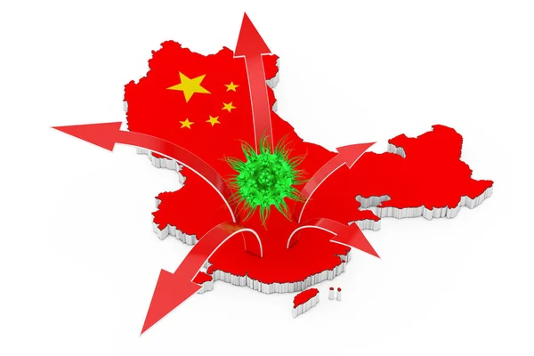 치명적 2019 Ncov Wuhan Corona 바이러스가 지도를 가지고 화살표를 배경으로 — 스톡 사진