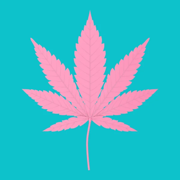 Pink Medical Marijuana Cannabis Hennepblad Duotone Style Een Blauwe Achtergrond — Stockfoto