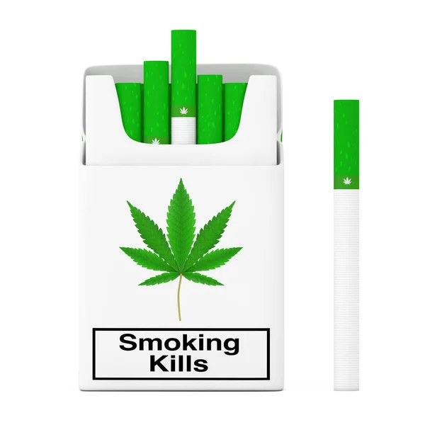 Cannabis Cigarettes Pack Concept One Cannabis Cigaretta Sobre Fondo Blanco — Foto de Stock