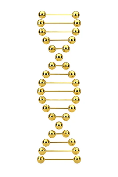 科学概念 金属Dna分子螺旋形在白色背景上 3D渲染 — 图库照片