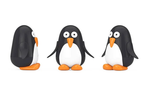 Netter Schwarz Weißer Spielzeug Cartoon Pinguin Auf Weißem Hintergrund Darstellung — Stockfoto