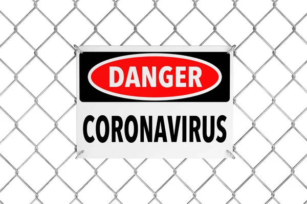 2019 Ncov Coronavirus Sign Wired Fence Auf Weißem Hintergrund Darstellung — Stockfoto