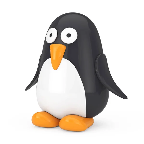 Bonito Preto Branco Brinquedo Desenhos Animados Pinguim Fundo Branco Renderização — Fotografia de Stock