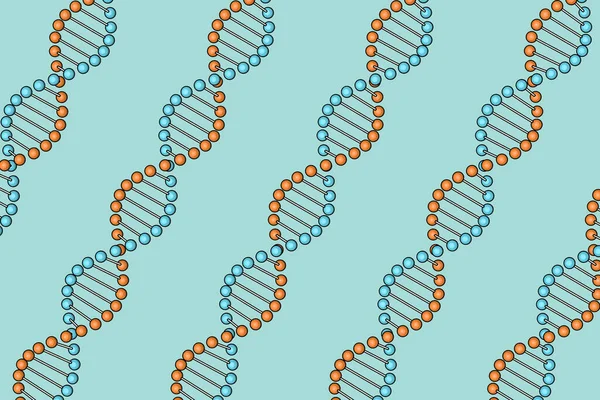 Koncepcja Nauki Wiersze Dna Molecule Spiral Szkicu Stylu Toon Niebieskim — Zdjęcie stockowe