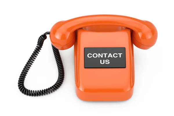 Vintage Styled Rotary Phone Contact Assine Fundo Branco Renderização — Fotografia de Stock