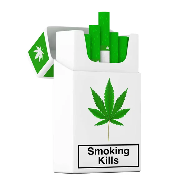Cannabis Cigaretta Pack Koncepció Fehér Alapon Kiolvasztás — Stock Fotó