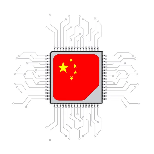 Microchip Cpu Processor Circuit China Flag Білому Тлі Рендеринг — стокове фото