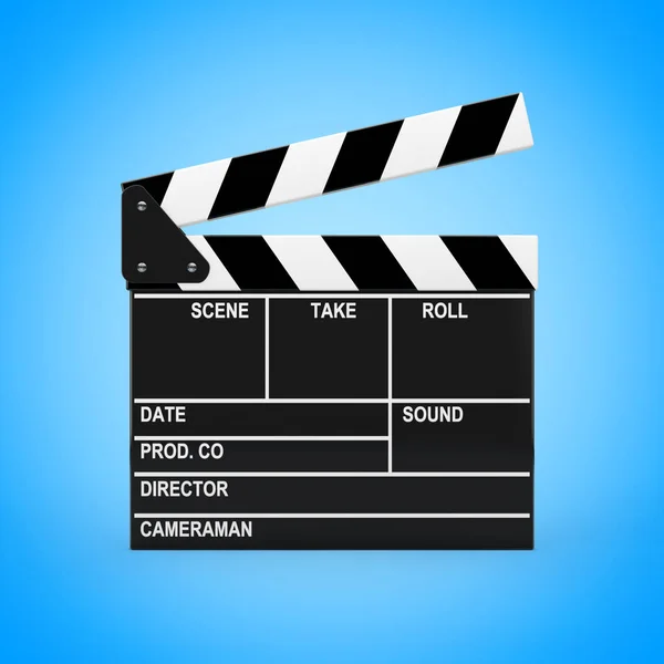 Movie Slate Clapper Board Μπλε Φόντο Απόδοση — Φωτογραφία Αρχείου