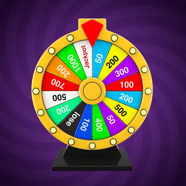 Fortuna Concetto Fortuna Rotazione Colorato Fortune Wheel Uno Sfondo Lavanda — Foto Stock