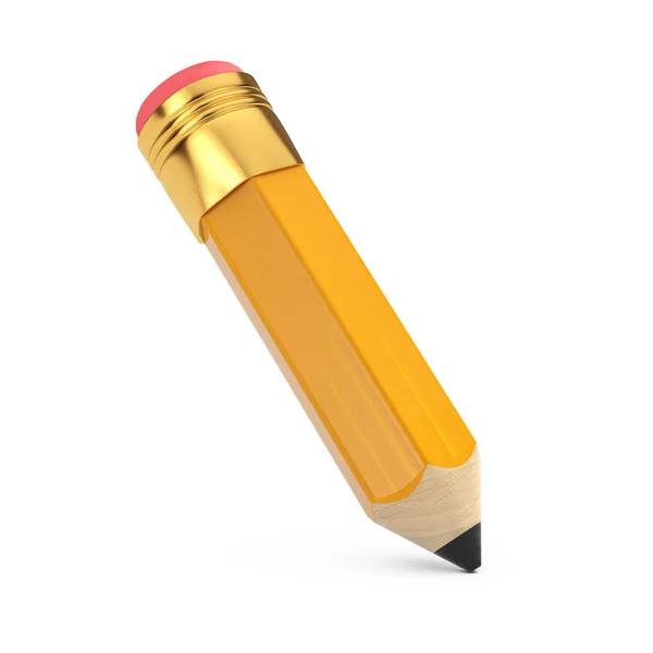 Small Short Cartoon Yellow Pencil Rubber Eraser White Background Rendering — Stock Photo, Image