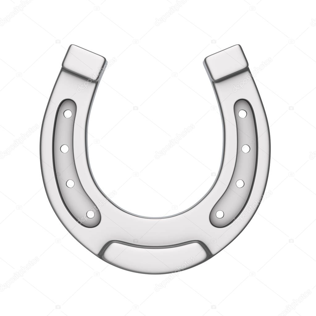 Antique Iron Rusty Horseshoe on a white background. 3d Rendering
