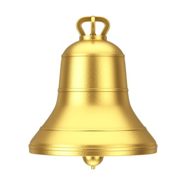 Beyaz arka planda Antik Manastır Altın Büyük Zil. 3d Hazırlama