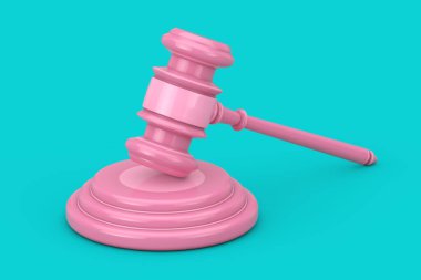 Mavi arka planda Duotone Style rolünde Pembe Yargıç Gavel ve Sound Block. 3d Hazırlama