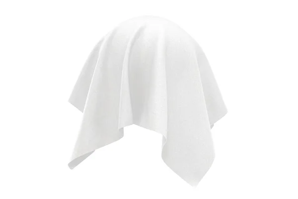 奖励或奖励的概念 用白色丝布包裹在白色背景上的隐藏物体 3D渲染 — 图库照片