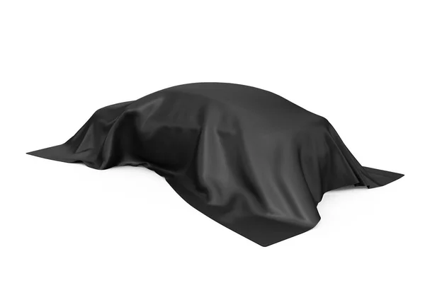 Surprise Award Prize Concept Hidden Sedan Car Covered Black Silk — Stock Photo, Image