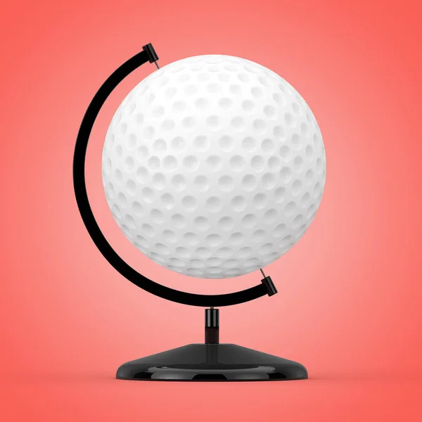 Golfový Míček Tvaru Země Globe Růžovém Pozadí Vykreslování — Stock fotografie