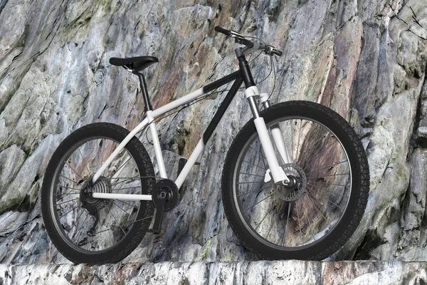 Bicicleta Montaña Blanco Negro Primer Plano Extremo Rocky Mountain Road —  Fotos de Stock