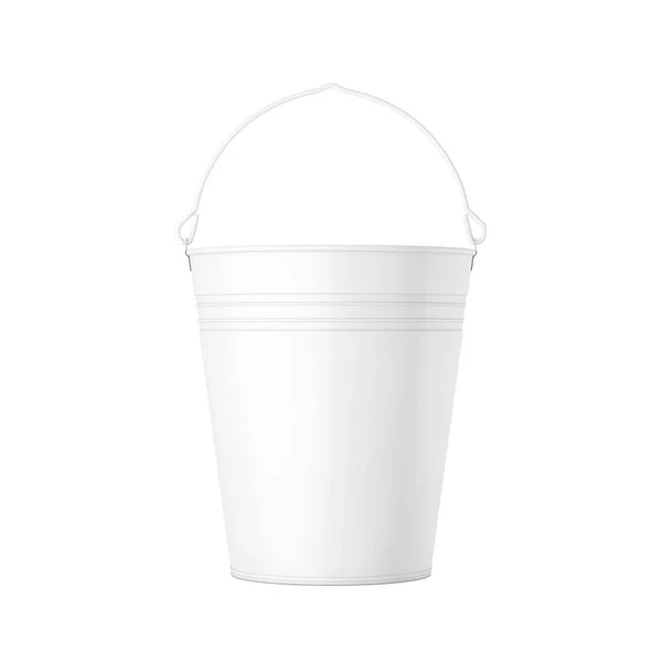 Empty White Bucket Handle Clay Style White Background Rendering — Stock Photo, Image