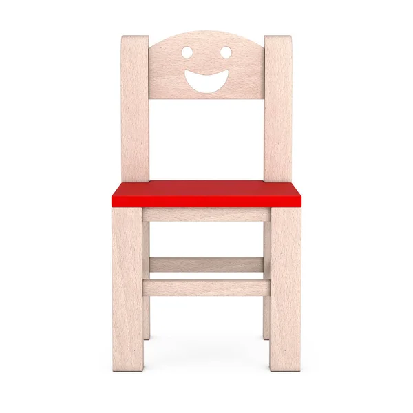Cadeira Madeira Pequena Criança Fundo Branco Renderização — Fotografia de Stock