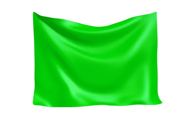Banner Tecido Têxtil Banner Pano Verde Pendurado Com Espaço Branco — Fotografia de Stock